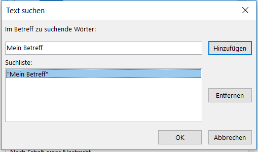 Betreff erfassen
